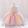 Sukienki dla dziewczynki Kolorowa sukienka z pierwszego urodzin na ubrania dziecięce Curl Koronki księżniczki Dziewczyny imprezowe suknia balowa 0-2y