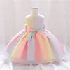 Abiti da ragazza Abiti estivi colorati per il primo compleanno per vestiti per bambini Battesimo Abito da ballo per ragazze in pizzo principessa 0-2 anni