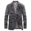 Hoo Mens Automn Fashion Denim Blazer Business Youth Youth Youth Handsome Denim Blazer 240313