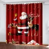 Tende Stampa 3D Economici Buon Natale Pupazzo di neve rosso Babbo Natale Ombreggiatura sottile 2 pannelli Tenda per camera da letto Soggiorno Decorazione gancio per la casa