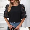 Blouses Femmes Chemises Femmes Chemise Élégante Imprimé Floral Tee Casual Coupe Ample O-cou Top Tendance Streetwear Demi Manches T-Shirt Pour Summe Ot1Mx