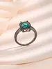 Bagues de cluster 925 Silver Square Turquoise Bague pour hommes et femmes avec zircon incrusté de couleur noire pour un besoin de style cool exquis