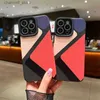 Cell Phone Cases INS Triangle splicing Silicone Leather Phone Case For iPhone 15 12 13 11 14 Pro Max Mini SE X XS XR 7 8 Plus Shockproof CoverY240325