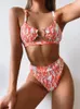 Kvinnors badkläder sexig baddräkt Kvinnor Hög midja bikini Micro Leg Swimming för bad ormtryck 2024 Bikinis Set