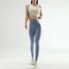 Kvinnor Färg Kollision QuickDrying Yoga kläder Suit Gymträning samlade undertröja och lyft höfttäta byxor 240322