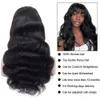 Body Wave Human Hair Wigs With Bangs Brasilian Remy Hair Machine Made Top Wig For Black Women Remy Brasilian Human Hair Wig 180%