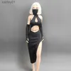 Anime Manga 1/6 Black Forking Cheongsam Long Skirt Elasticity Female Soldier Sexy Dress Model for 12in TBL PH Action Figure 30cm Doll Toys yq240325