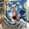 Curtains Hero Great White Shark With Gun Cat Funny Shower Curtain For Bathtub Cover Bathroom Cover Bathing Extra Large Wide 12pcs Hooks