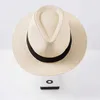 Szerokie brzegowe czapki wiadra czapki moda unisex panama słomiana kapelusz męski Summer Beach Flat Słaska Kapelusz Słońce szerokie Brim Jazz Fedora Cowboy Sun Hat J240325