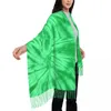 Foulards Vert Tie Dye Écharpe Dames Spirale Tourbillon Enveloppements Avec Long Gland Hiver Y2k Cool Châles Wrpas Garder Au Chaud Personnalisé DIY Foulard