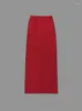 Jupes VGH Patchwork Appliques solide minimaliste pour les femmes taille haute fendu cuisse évider tempérament jupe mode féminine