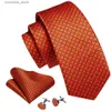 Nekbanden ontwerper blauw rode geruite stropdassen voor mannen zijden stropspiegel vierkante manchetknopen set bruiloft cadeau feest Barrywang clip broches 6332 y240325