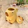 Muggar capybara formad mugg 450 ml 3D kaffe ergonomisk grepp Underbar gåva söt estetik med lock för djurälskare