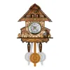 Relógios de parede Bird Time Bell Swing Alarm Watch Imitação Estilo de madeira com mostradores fáceis de ler