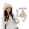 Women Winter Knit Hat Loose Fleece Lined Faux Fur Girls Warm And Comfortable Ski Snow Dome Clothing Accessories 240309