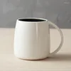 Muggar rustik matt grå brun glasyr modern designugn mikrovågsugn och diskmaskin säker kaffe keramik tekoppar med handtag