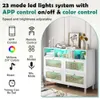 Eurgant Rattan Dresser - Cassetti di cassetti con outlet di potenza Luci a LED, casse moderne di comò | TV Stand 65 pollici TV | 4 cassetti di lancio mobile per lo stoccaggio per