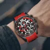 Relojes de pulsera MINIFOCUS Relojes de lujo para hombre 2024 Elegante reloj de cuarzo de negocios minimalista rojo Reloj de acero de sílice transpirable