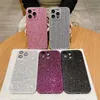 Mobiltelefonfodral kamera linsglasskydd glitterfodral för iPhone 15 14 13 12 11 Pro max bling läder hud stötsäkert täckning h240326