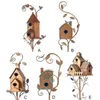 Decorazioni da giardino Decorazione per casetta per uccelli in metallo per esterni Casette per uccelli per esterno con decorazioni per cortile con palo