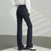Micro uitlopende denim broek voor dames in de herfst van 2023, klein postuur, hoge taille, slim fit, hoog en slank uiterlijk, hoefijzerbroek