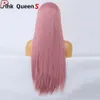 Matte synthetische 13x4 Spitzen vorne Perücken rosa chemische Faser Lange gerade Haare Frontaler Spitze Perücken Cosplay Party Prominente Haarstück koreanische Hochtemperatur Faserperücke