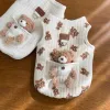 Västar Nya söta 3D Teddy Pocket Little Bear Quiltad Cotton Tank Top Printed Chest Back Pet Dog Cat Warm Autumn and Winter Clothing