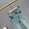 Damen Jeans Blue Denim Boot-Cut Hosen Frauen 2024 Frühling Elastische Hohe Taille Slim Fit Abnehmen Europäische Wischen Verlängerte Hosen