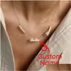 Collane con ciondolo Eleganti nomi personalizzati personalizzati Collana personalizzata Catena in acciaio inossidabile 3 Targhette Pendenti Regalo di moda Goccia Del Dhezj