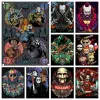 Stitch Classic Movie Horror Killer Diamond Målning Film Pennywise Clown Picture Wall Art Cross Stitch Mosaic Home Decor Halloween Gift