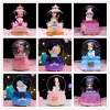 Lådor Crystal Ball Music Box Girl Lovers Star Moon Rainbow Gifta Glowing Snowflakes Music Box Home Decoration Desktop Ornament