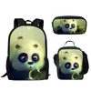 Mochila Moda Jovem Panda 3D Impressão 3 Pçs/set Estudante Sacos de Viagem Laptop Daypack Lunch Bag Lápis Caso