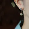 Dingle örhängen hög kvalitet och utsökt långkedja öronhörning av naturliga en jade emaljblommor för kvinnor bröllop smycken