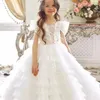 女の子のドレス結婚式のための白/黒い花のドレス