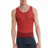 casual Men's Mesh Transparent Shine Tank Vest T-shirts Fitn Shirt Undershirt Muscle Sleevel Vest Tanks Man Clothing f7YJ#