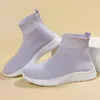 Chaussures décontractées haut respirant tricoté appartements femmes 2024 printemps sans lacet antidérapant femme grande taille 43 chaussette à fond épais