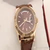 Luxury Mens Watch Rose Golden Unisex New Arrivel Automatisk mekanisk handledsklocka läderbälte 36mm263m