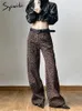 SyiWidii Leopard Print Spodni 2024 Wysoka worka w lupgy proste brązowe spodnie Y2K Vintage Streetwear Koreańskie spodnie modowe 240309