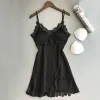 Femmes de nuit Satin pour le cou broderie de soie dames V robe de nuit sans manches vêtements de nuit femmes chemise de nuit Y chemise de nuit nuisettes Drop D Otdib