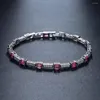 Bracelets de charme Tendance Bracelet de Tennis en Zircon Cubique sur Baguette en Zircon Rose pour Femme