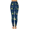 Leggings femininas Glod Moon Sexy Sun and Stars Print Gym Yoga Yoga Push Up Up Sport Elastic Sport Legging Bockets Casual Gráfico Leggins