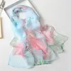 Foulards écharpes pour femmes imprimé léger motif Floral longue écharpe en mousseline de soie transparente foulard en soie