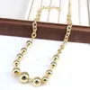 Pendant Necklaces 5Pcs Classic Design Metal Beads Chain Necklace Smooth Ball 18k Gold Plated Handmade Fashion Hip Hop Women Jewelry