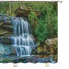 Set 3d Forest Shower Curtain Green Plant Mountain Spring Water Douche Gordijn Haak Badkamer Waterdichte landschap Decoratief gordijn