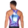 shiny Metallic Mens Sleevel Vest Tank Top Party Clubwear Undershirt Sexy Men's Racer Back Slim Fits Camisole Smooth Tank Top n55I#