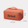 Borsa per trucco multifunzionale personalizzata in PU di grande capacità Ricamo personalizzato Regalo da toilette portatile con senso avanzato 240313