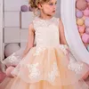 Robes de fille robe de mariée pour enfants dentelle maille Performance anniversaire princesse Poncho