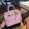 BK Crocodile Bags Trusted Luxury Handbag Crocodile Mönster Handhållen Platinum Bag For Women 2024 New Trendy and Advanced Fashion Handheld Wom Have Logo Hbux