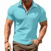 summer New Men's high quality Polo shirt with lapel Short sleeve casual print Busin Fi European size Polo shirt D1Yv#