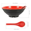 Kommen ramen bowl set lepel multi-use dessert noedels multifunctionele Japanse melamine microwavable keramische packers